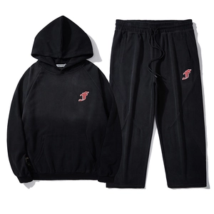Men's Plus Size Hooded Sweatshirt Tracksuit Thickened Cotton Blend Casual Sports Set With Letter Embroidery Top And Bottom