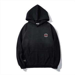 Men's heavyweight black hoodie with embroidered logo and kangaroo pocket in a sporty design