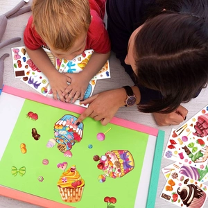 Kinder DIY Aufkleber Set mit Desserts und Süßigkeiten für Party Deko und Bastelspaß