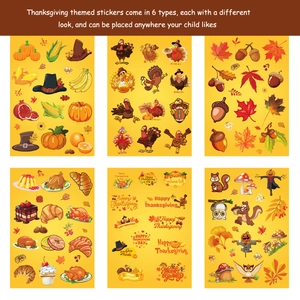 Thanksgiving sticker set with turkey and maple leaf designs for autumn gift decoration