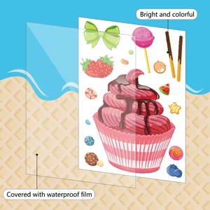 Bastelaufkleber-Set mit Cartoon-Desserts und wasserfester Folie für Kinderpartys