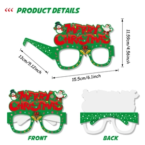 Christmas party paper glasses with Santa and Snowman motifs in multiple view angles