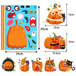Halloween pumpkin face DIY sticker set for holiday party decorations and craft projects