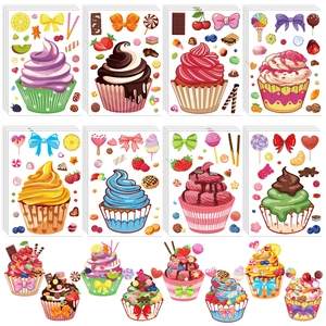 Dessert DIY Sticker Cupcake Eiscreme Süßigkeiten Thema Für Kinder Geburtstag Party Dekoration Abnehmbare Selbstklebende Cartoon Süße Aufkleber