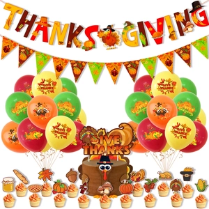 Kit complet de décoration fête de Thanksgiving avec bannières de dinde et ballons variés