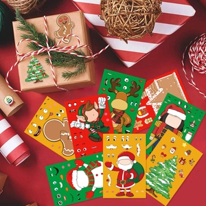DIY Christmas stickers featuring Santa and Snowman for holiday party decor and crafts