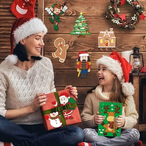 DIY Christmas stickers set featuring Santa and snowman for kids party decoration