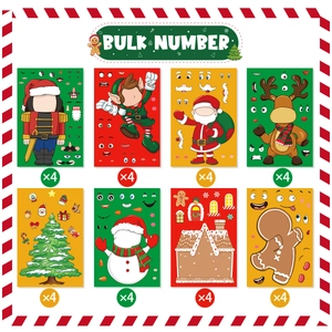 32-piece DIY Christmas stickers set featuring Santa Claus Snowman and Reindeer for kids