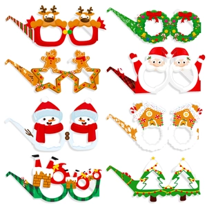 Funny Christmas Paper Glasses Santa Claus Reindeer Snowman Photo Booth Props For Holiday Xmas Party Decoration