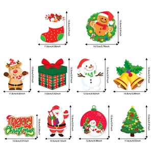 Christmas party spiral ornaments set featuring Santa, reindeer, and snowman designs