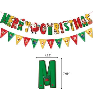 Merry Christmas Banner Set mit Weihnachtsmann und Schneemann Motiven und Maßen
