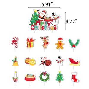 Detailansicht des 16-teiligen Weihnachts-Tortenstecker-Sets mit Weihnachtsmann-Motiven