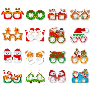 Set of 16 assorted Christmas paper glasses with Santa, reindeer and tree designs