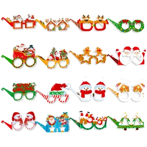 Christmas Paper Party Glasses Santa Claus Christmas Tree Reindeer Snowman Funny Eyeglasses Holiday Celebration Photo Props Decor