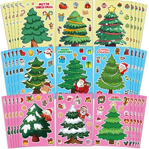 Christmas DIY Cartoon Sticker Santa Snowman Christmas Tree Decoration For Children Festive Party Gift Bag Seal Label Adhesive Sticker