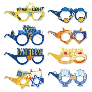 Hanukkah Party Paper Glasses Photo Booth Props Menorah Star Of David Dreidel Festival Decoration For Kids Adults Holiday Outfit