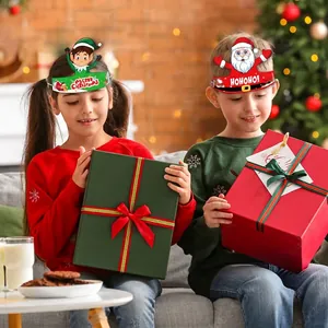 Serre-têtes de Noël en papier pour enfants avec motifs elfe et Père Noël festifs