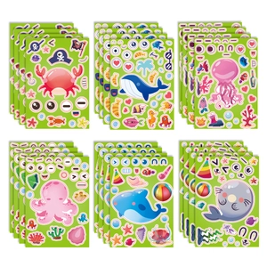 Meeresbewohner DIY Gesichter Aufkleber Für Kinder Bunte Meerestiere Delfin Hai Qualle Klebeetiketten Für Geburtstagsfeier Geschenke