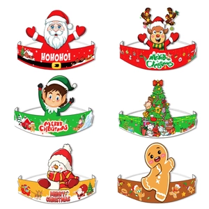 Lot de 6 serre-têtes de Noël en papier avec motifs Père Noël et Renne pour fête
