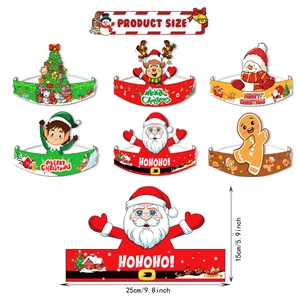 Lot de couronnes de Noël en papier avec motifs Père Noël, bonhomme de neige et renne