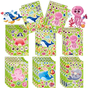 Detail von Meerestier-Aufklebern mit Delfinen, Haien und Walen DIY Bastelsticker Bögen