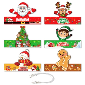 Couronnes En Papier De Noël Chapeaux DIY Père Noël Renne Bonhomme De Neige Carton Décorations De Fête Accessoires Pour Enfants Adultes