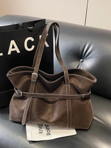 Vintage Große Kapazität Tragetasche Für Frauen Kunstleder Kontrastnähte Pendler Umhängetasche Minimalistische Handtasche