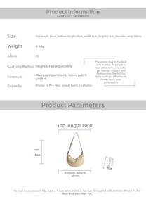 Detailed size specifications and structure of the beige PU leather shoulder bag