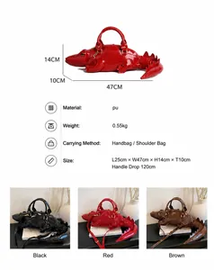 Größentabelle und Maße für die kreative Krokodil-Handtasche aus PU-Leder Umhängetasche