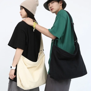 Minimalist Large Capacity Washed Canvas Crossbody Bag For Women Men Japanese Style Adjustable Shoulder Strap Messenger Hobo Bag