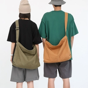 Minimalist olive green and yellow large canvas crossbody bags with adjustable straps