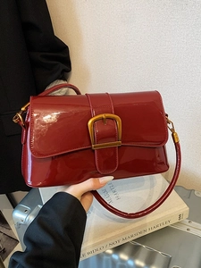 Borsa Sottobraccio in Pelle Verniciata PU Vintage da Donna Borsa a Tracolla con Fibbia in Metallo Retrò Borsa a Quadri alla Moda