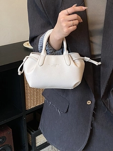 Sac fourre-tout blanc en cuir à motif litchi avec cordon de serrage et gaufrage mode