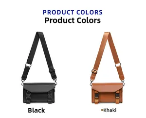 Comparison of black and khaki waterproof messenger bags with dual buckle closure