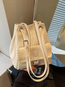 Sac Seau en Cuir PU pour Femmes à la Mode Design Minimaliste Point de Surjet Sac à Bandoulière Grande Capacité
