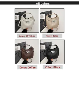 Minimalist bucket bag available in four colors: off-white, creamy yellow, coffee, and black