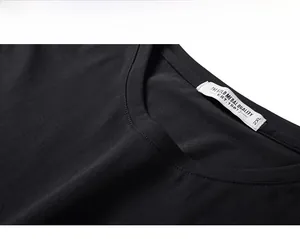 Close-up of the black cotton T-shirt neckline with detailed stitching and size 2XL tag