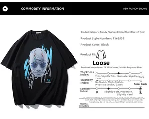 Detailansicht der T-Shirt-Materialzusammensetzung und des Cyberpunk-Grafikdrucks