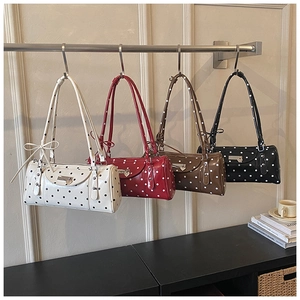 Sacs cylindriques vintage à pois en quatre couleurs avec bandoulières à nœuds