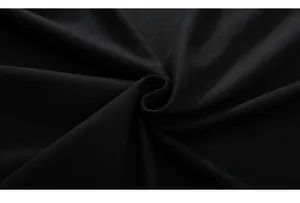 Macro shot of 250g heavy cotton fabric texture on black oversized loose fit T-shirt