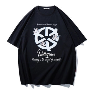 Men's Plus Size T-Shirt Heavyweight Cotton Blend Angel Printed Graphic Oversized Short Sleeve Casual Streetwear Loose Tee