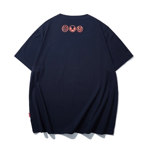 Men's oversized navy blue T-shirt featuring bear graphics and stylish printed lettering