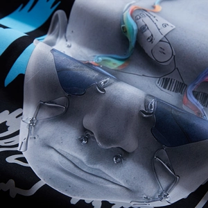 Schweres Oversize-Baumwoll-T-Shirt für Herren mit hochwertigem Kunstdruck-Porträt