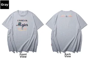 Front and back view of a grey reflective print t-shirt in oversized street style design