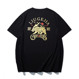 Oversized black cotton T-shirt featuring a California polar bear print on the back