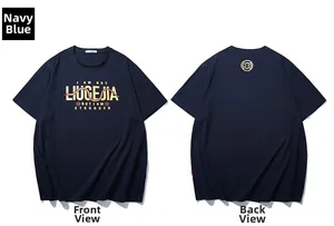 Navy blue cotton T-shirt featuring bold letter print and snake graphic front and back