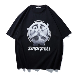 Men Plus Size UV Color Changing Printed T-Shirt Loose Fit Cotton Blend Short Sleeve Drop Shoulder Hip Hop Top