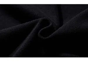 Macro shot of high-quality black loopback jersey fabric texture for men's sweatshirts