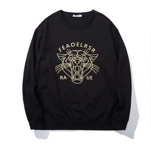Men's Plus Size Cotton Sweatshirt Gold Leopard Graphic Streetwear Crewneck Long Sleeve Pullover Black Top