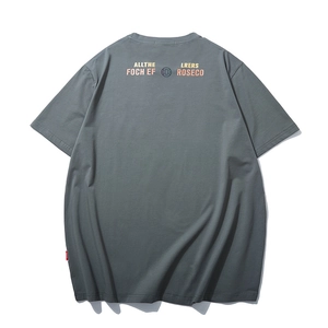 Men's oversized dark grey cotton t-shirt with reflective back print and crew neck
